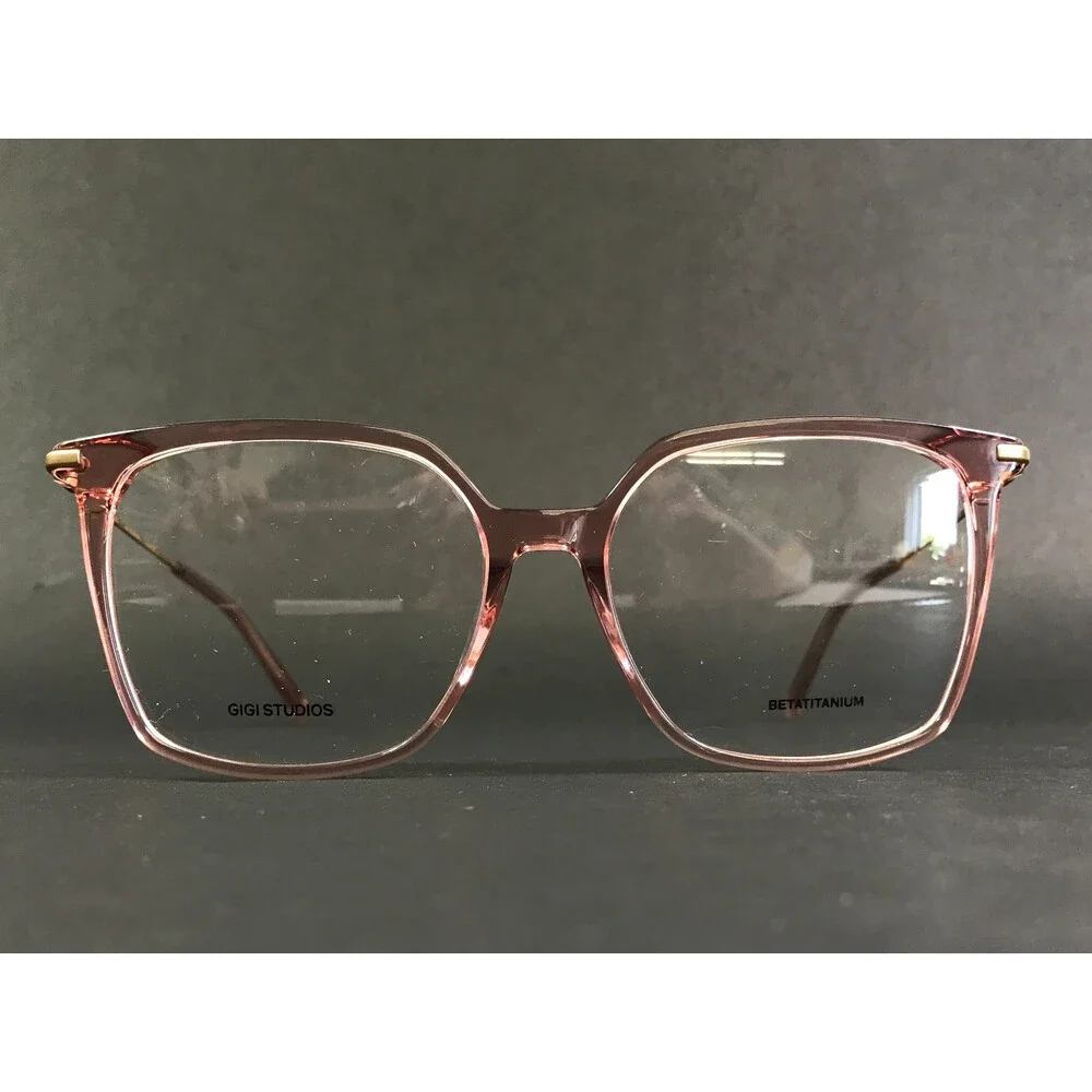 Gigi Studios Eyeglasses Frames AMARA GS8002/050 Clear Pink Matte Gold 55-16-145